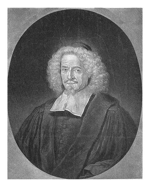 Portret Van Theoloog Valentin Sutorius Pieter Schenk 1704 Vintage Gegraveerd Rechtenvrije Stockafbeeldingen