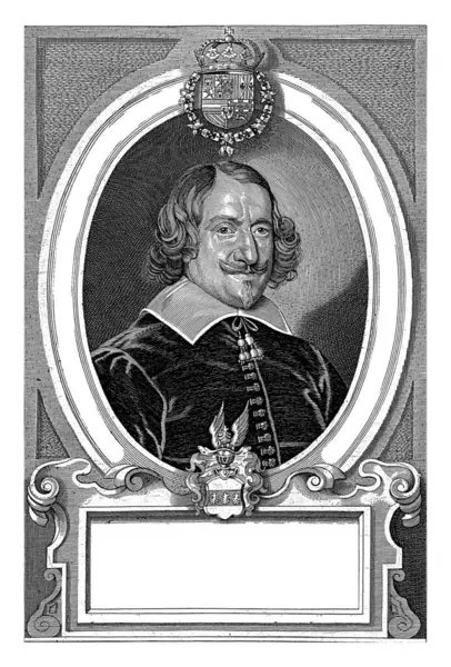 アンセルム ヴァンヴァンニョ 1641年ヴィンテージ彫刻 匿名のポンティウスの後 ヨハネス クイェルマンの肖像画 ストック画像