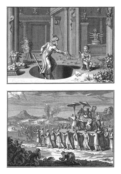 インド バーナード ピカート ワークショップ 1722ジャーナル インドの儀式の2つの表現 — ストック写真