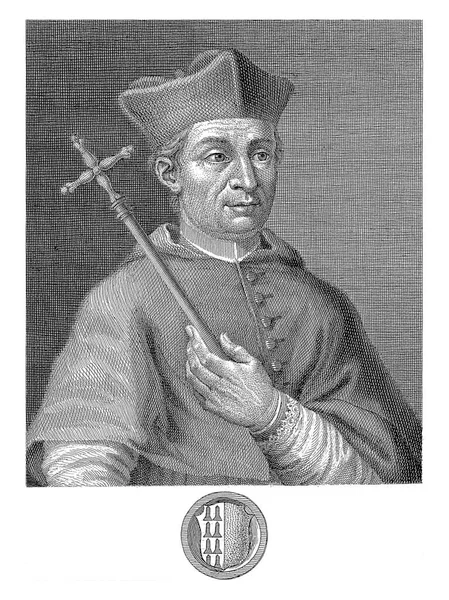 Portret Van Kardinaal Nicola Fortiguerra Gaetano Vascellini Naar Giacinto Giusti Rechtenvrije Stockafbeeldingen