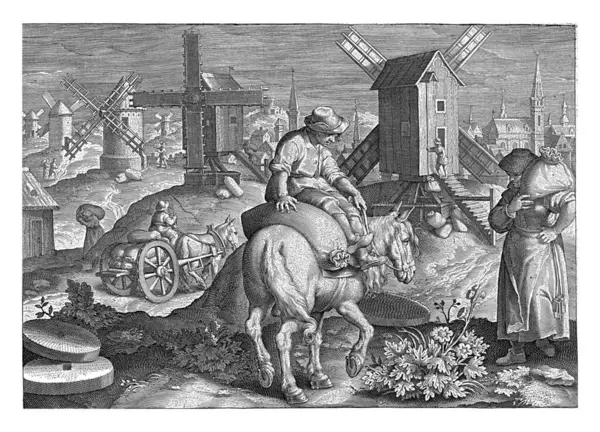 Szélmalom Philips Galle Tulajdonított Után Jan Van Der Straet 1593 Stock Fotó