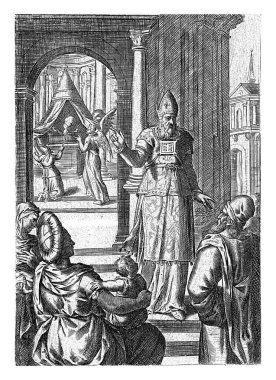 Johannes 'in doğumunun duyurusu, Abraham de Bruyn, Crispijn van den Broeck' tan sonra, 1583 yılında Johannes 'in doğumunun duyurusu için yapılan resimdir (Luke 1: 5-23).