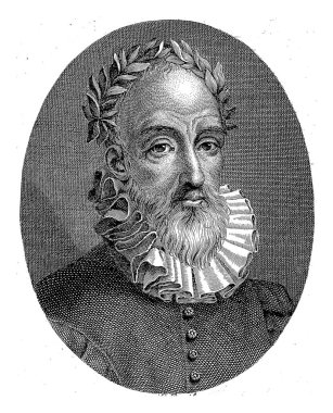 Şair Gabriello Chiabrera 'nın portresi, Giovanni Boggi, 1780 - 1832, eski gravür.