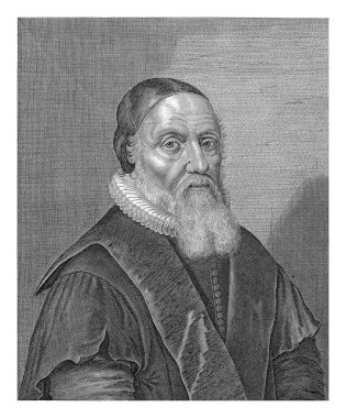 Jacobus Trigland 'ın portresi, Cornelis van Dalen (I), Jan van Teylingen' den sonra, 1612 - 1665 Jacobus Trigland Portresi. Önlük giymiş bir ilahiyatçının göğsü..