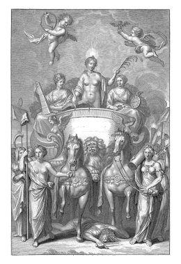 Hugo de Groots 'un başlık sayfası Nederlandtsche Jaerboeken en Historien, 1681, Abraham Bloteling, Zacharias Webber' in (II..