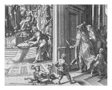 Daniel, Maarten van Heemskerck 'ten sonra, 1565 - 1601' de, tapınağın zeminine külleri saçar. Tanrı Bel 'in değil, rahiplerin yemek yediğini kanıtlamak için..