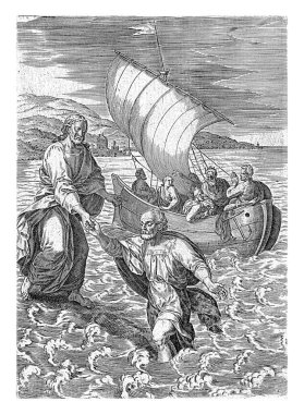 İsa ve havarileri Celile Denizi 'ndeki fırtınada, Abraham de Bruyn, Crispijn van den Broeck' tan sonra, 1583 yılında İsa ve müritlerinin fırtınadaki hikayeleri için kitap illüstrasyonunda bulundu..