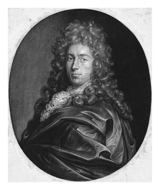 Jacob Gole 'un kendi portresi, Jacob Gole, David van der Plas' tan sonra, 1680 - 1724, eski gravür.