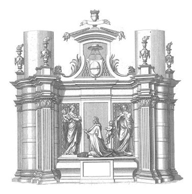 Humbert-Guillaume de Precipiano için mezar, Mechelen Başpiskoposu, David Coster, 1711 'de ya da sonra - 1752' den önce ya da sonra - sütunları ve yanan vazoları olan mimari mezar.