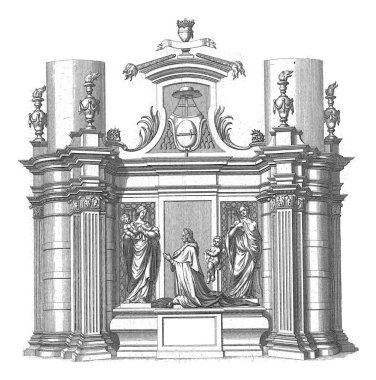 Tomb for Humbert-Guillaume de Precipiano, Archbishop of Mechelen, David Coster, in or after 1711 - in or before 1752 Architectural tomb with columns and burning vases. clipart