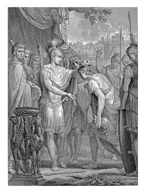 Germanicus, lütfen. III. Antonio Capellan, Jean Grandjean 'dan sonra, 1745 - 1788 Germanicus bir ordu çadırının önünde taç giydi. Arka planda bir şehir yanıyor..