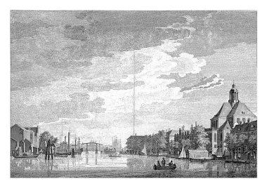 Amsterdam 'daki Oosterkerk manzarası, Paulus van Liender, Jan de Beijer' den sonra, 1805 Oosterkerk (sağda) Amsterdam Wittenburgergracht manzarası.