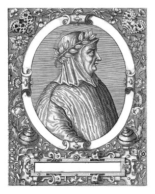 Francesco Petrarca 'nın portresi, Theodor de Bry, Jean Jacques Boissard' dan sonra, 1597 - 1599 yılları arasında İtalyan şair Francesco Petrarca 'nın portresi,.