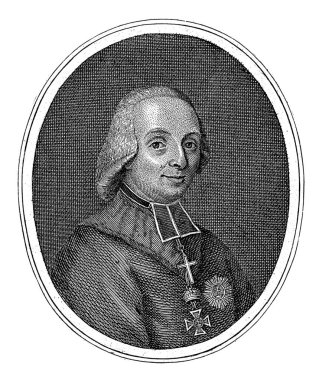 Franckenberg Kontu Johannes Henricus 'un portresi ve Mechelen Başpiskoposu Oval çerçeve. Sağa kır. Piskoposluk cüppesi giyiyor..