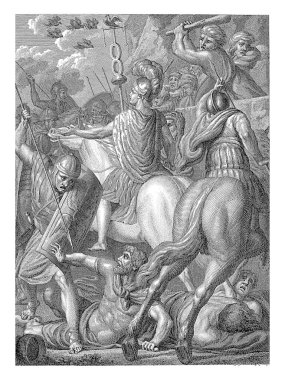 Germanicus Almanlarla savaşırken, Louis E.F. Garreau, Jean Grandjean 'dan sonra, 1783 Germanicus bir savaş sırasında gökyüzünde altı kartal görür. Kartallara takip etmelerini emrediyor..