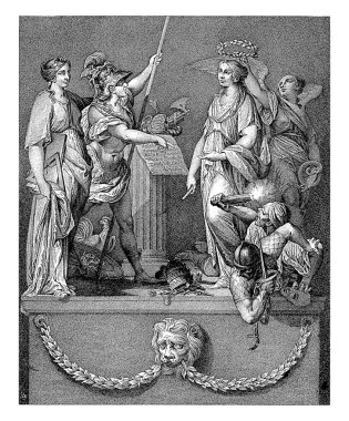 Fransız ulusunun alegorisi, Giacomo Zatta, Joachim Marius Olivieri 'den sonra, 1781 - 1816 Fransız ulusu Zafer ile taçlandırıldı. Alt boşlukta iki satır Fransızca metin.