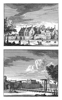 Amsterdam dışındaki Düzenli Manastır (1503) ve Amsterdam 'daki Weteringspoort, Jan Goeree, 1723 - 1738 Yukarıda: Düzenli Manastır.