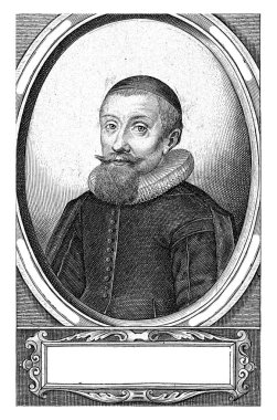 Hermannus Tegularius 'un portresi, Frederik Bouttats (Yaşlı), Cornelis Dame' den sonra, 1615 - 1676 Hermannus Tegularius 'un oval çerçevesinde, Delft' te bakan.