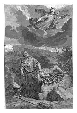 Isaac Mulder 'ın kurban edilmesi, Gerard Hoet' tan (I) sonra, 1720 - 1728 Abraham, elinde bıçak, oğlu İshak 'ı kurban etmek üzeredir, ama bir melek bunu yapmasını engeller..