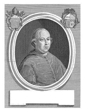 Kardinal Francesco Maria Pignatelli 'nin portresi, Carlo Antonini, 1795 - 1805 Üst sol ve sağ üst arma.
