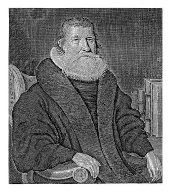 Casper Erasmus Brochman 'ın portresi, Albert Haelwegh, 1650' den sonra, sağ tarafta Casper Erasmus Brochman 'ın portresi, yanında kitaplarla birlikte bir sandalyede oturuyordu..