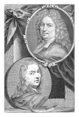 Mathijs Wulfraet ve Augustinus Terwesten 'in portreleri, Jacob Houbraken, 1753 Altta Mathijs Wulfraet' in portresi, sağ üstte Augustinus Terwesten 'in portresi..