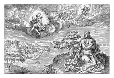 Gelin Johannes Wierix (muhtemelen), 1574 yılında Gerard van Groeningen 'den sonra bir adada oturuyor. Bilimin (Scientia) bir bulutun üzerinde oturduğu gökyüzüne bakar..