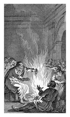 Paulus bir yılan tarafından ısırıldı, Reinier Vinkeles (I), Jacobus Satın Aldıktan sonra, 1751 - 1816, vintage gravür.