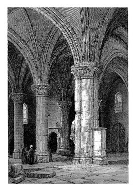Kilise içi, Willem Frederik Wehmeyer, Hippolyte Victor Valentin Sebron 'dan sonra, 1839 - 1854 İki kadın haç göğüs kemikleri olan bir kilisede duruyor..
