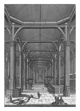 Amsterdam 'daki Nieuwezijds Şapeli' nin içinde, doğuya bakan Jan Goeree, 1680 - 1731 Amsterdam 'daki Nieuwezijds Şapeli' nin iç kısmı, sunak manzaralı, doğuya bakan..