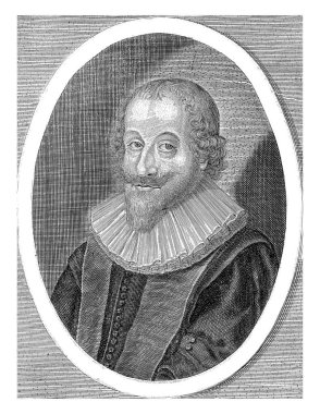 Conradus Matthaeus 'un portresi, Steven van Lamswette, 1654 Oval Ofis' te, Conradus Matthaeus 'un solunda, Groningen' de tıp profesörü, çıplak kafalı..