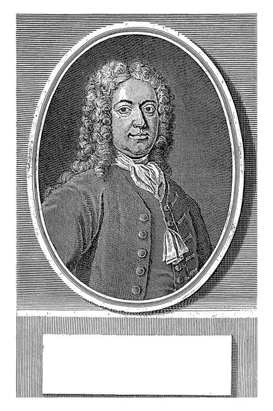 Portrait Nicholas Haddock Johann Martin Bernigeroth 1742 Vintage Engraved — Stock Photo, Image