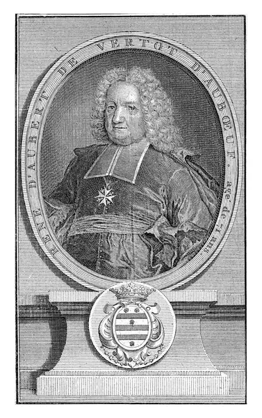 Portrait Rene Aubert Vertot Age Balthasar Bernards Jacques Lyen 1726 — Stock Photo, Image