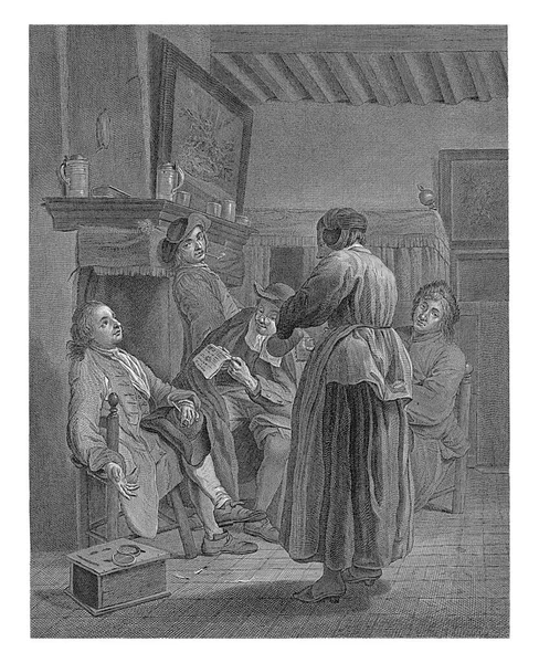 Four Men Interior Maid Pouring Beer Nicolas Joseph Voyez Jan — Stock Photo, Image