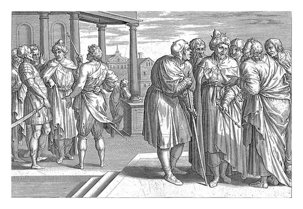 Rehoboam Consults Elders Young Men Hans Collaert Attributed Ambrosius Francken — Stock Photo, Image