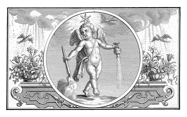 Emblem Putto Star Frederik Ottens 1717 1770 Putto Star His — Stock Photo, Image