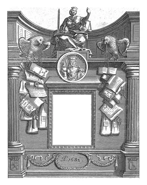 Justice Flanked Two Parrots David Philippe 1682 Justice Seat Architectural — Stock Photo, Image