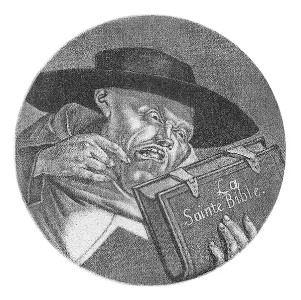 Cleric Bible Jacob Gole Cornelis Dusart 1693 1700 Godless Cleric — Stock Photo, Image