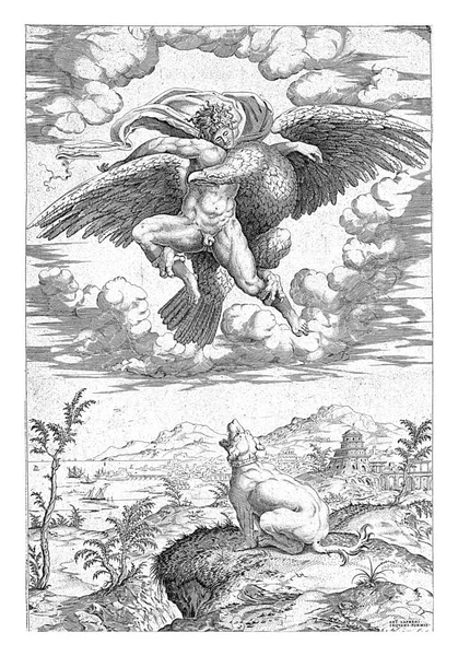 Overval Ganymedes Nicolas Beatrizet Toegeschreven Aan Michelangelo 1522 1577 Ganymedes — Stockfoto
