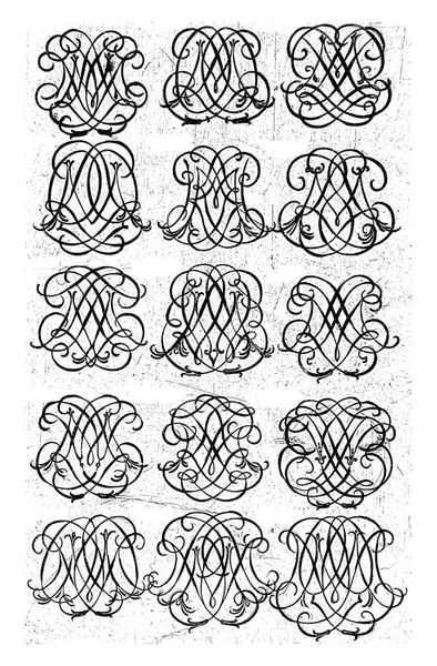 모노그램 Lmn Mnq Daniel Lafeuille 1690 1691 모노그램이 번호가있는 시리즈에서 스톡 사진