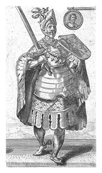 威廉二世的画像荷兰伯爵 罗马国王 阿德里安 马瑟姆1620年荷兰伯爵威廉二世的画像 罗马国王 身穿盔甲站在那里 肩上披着臂章 免版税图库照片