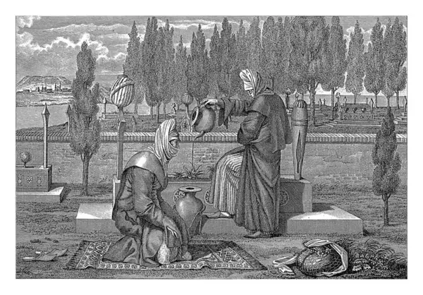 이슬람 묘지에서 무덤에서 다니엘 Vrijdag 카라페 1780 1822 여성은 무덤에서 로열티 프리 스톡 사진