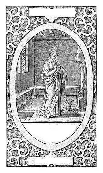 Szent Ágnes Verecunda Hieronymus Wierix 1563 1619 Előtt Szent Ágnes Stock Kép
