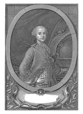 Ferdinand 'ın portresi, Parma Dükü Francesco Zucchi, 1702 - 1764, eski gravür..