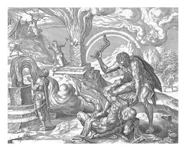 Kabil Habil 'i, Harmen Jansz Muller' i, Maarten van Heemskerck 'ten sonra, 1570 - 1612 Kabil kardeşi Habil' i öldürdü. Arka planda iki kurban sunağı görülebilir. Kabil 'in teklifi reddedildi..
