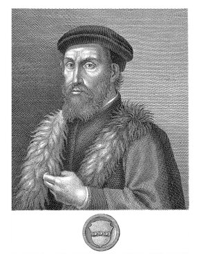 Filippo Strozzi 'nin Portresi, Gaetano Vascellini, bilinmeyen 1755 - 1805 Resmin altında İtalyanca bir yazı ve dairesel bir çerçevede bir arma var..