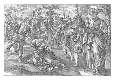 Tomas şehidi Hendrick Goltzius, Maerten de Vos 'tan sonra 1646 Tomas, Kızılderililer tarafından mızrakla bıçaklanarak öldürüldü. Şehitlik sahnesinin sağında, yeniden bir kitap okurken resmedildi.