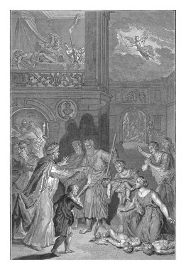 Gerard Hoet 1711-1720 'den sonra Mısır' da doğan ilk çocuğun ölümü, J. van Buysen, Tanrı Mısırlıları ilk çocuklarını öldürerek cezalandırır. Her evde ölü bir çocuk var..
