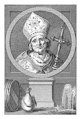 Willibrord 'un portresi, Utrecht piskoposu, Reinier Vinkeles (I), Jacobus Buys' tan sonra, 1783 - 1795 Willibrord Portresi, Utrecht piskoposu. Portrenin altında fıçı, sürahi ve kuyu var..
