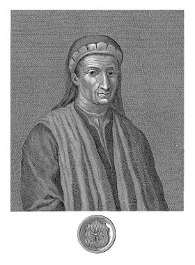 Leonardo Bruni 'nin portresi, Francesco Allegrini, Giuseppe Zocchi' den sonra, 1764 hümanist ve tarihçi Leonardo Bruni 'nin portresi.